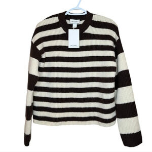 NWT Monki Brown & Cream Striped Knitted Sweater Women XS